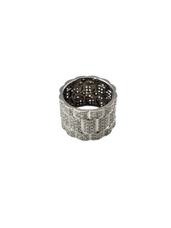 10K White Gold Wide Diamond Band Ring Size 9.25 #25743
