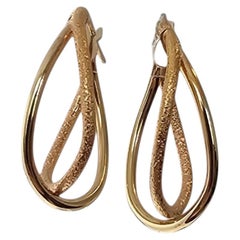 14K Yellow and Rose Gold Twisted Oval Crossover Hoop Earrings #25730