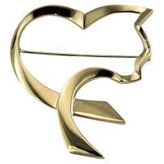 Tiffany & Co. Paloma Picasso 18K Yellow Gold Cat Heart Brooch/Pin #25894