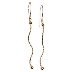 14K Yellow Gold Textured Swirl Drop Earrings #25727