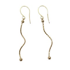 14K Yellow Gold Textured Swirl Drop Earrings #25727