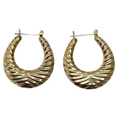 14K Yellow Gold Shrimp Hoop Earrings #25724