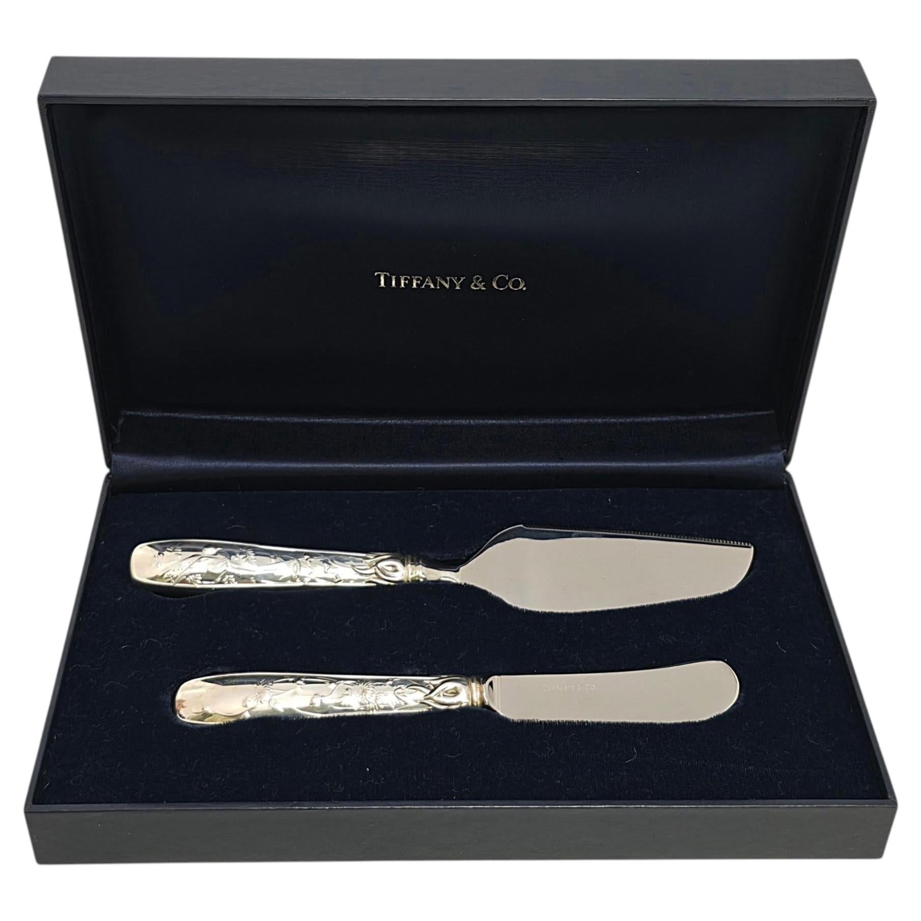 Tiffany & Co Sterling Silver Audubon 2pc Knife & Server Cheese Serving Set 25975 For Sale