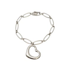 Tiffany & Co Elsa Peretti Sterling Silver Open Heart Paperclip Bracelet #25971