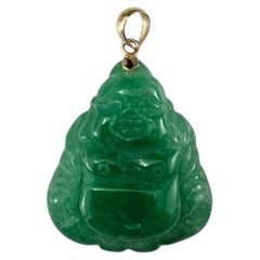 14K Yellow Gold Jade Buddha Pendant #25993