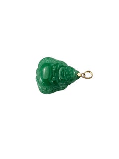14K Yellow Gold Jade Buddha Pendant #25993