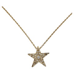 Collier avec pendentif « étoile » en or jaune 14 carats serti de diamants n° 25965