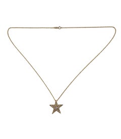 14K Yellow Gold Diamond Star Pendant Necklace #25965