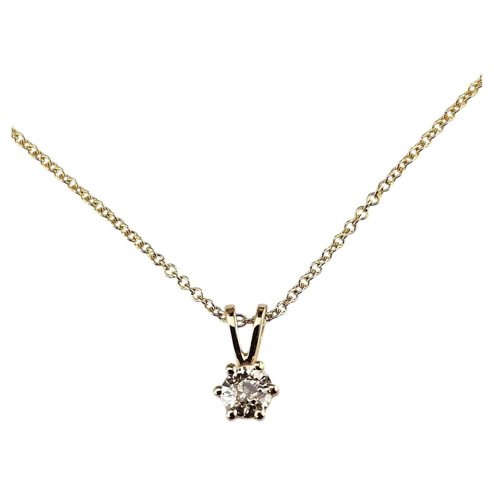 14-karätige Gelbgold-Halskette mit Diamant-Solitär #25963 im Angebot