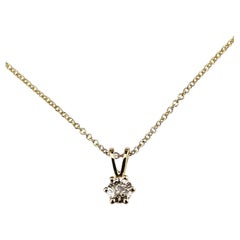 14K Yellow Gold Diamond Solitaire Necklace #25963