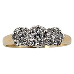 14K Yellow and White Gold Diamond Cluster Ring Size 7 #25959