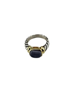 David Yurman Sterling Silver 14K Gold Chalcedony Noblesse Ring Size 6 #26021