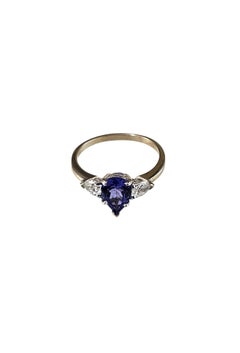 Ring aus 14-karätigem Weißgold mit Tansanit und Diamanten, Größe 7 #26033