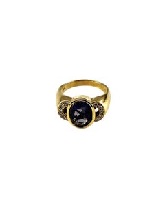 Anello Movado in oro giallo 18 carati con iolite e diamanti, misura 9,25, certificato n. 26018
