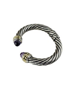 David Yurman Sterling Silver and 14K Yellow Gold Amethyst Cuff Bracelet #26005