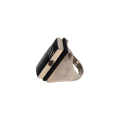 Pyne Sterling Silver Onyx Inlay Ring Size 7 #26085
