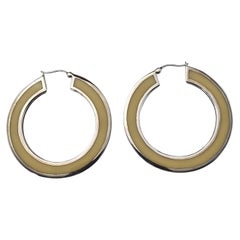 Miriam Salat Sterling Silver White Topaz Hoop Earrings #26134