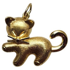 14K Yellow Gold Cat Charm "Mittens" #26071
