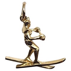14K Yellow Gold Articulating Water Skier Charm #26067