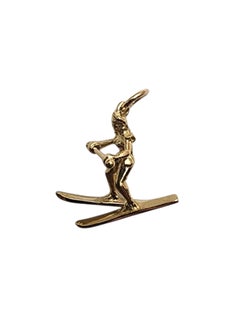 14K Yellow Gold Articulating Water Skier Charm #26067