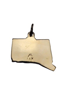 14K Yellow Gold Blue Enamel Connecticut State Charm #26065