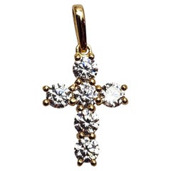 14K Yellow Gold Cubic Zirconia Cross Pendant #26063