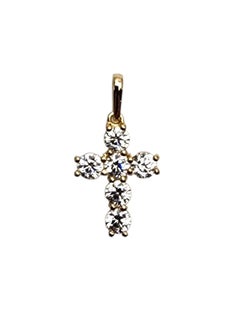 14K Yellow Gold Cubic Zirconia Cross Pendant #26063
