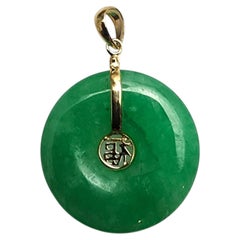 14K Yellow Gold Green Stone Pendant #26061