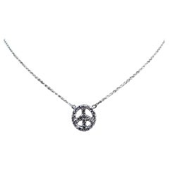 14K White Gold Peace Sign Necklace #26059