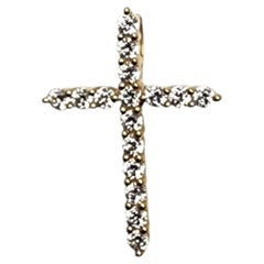 14K Yellow Gold Cubic Zirconia Cross Pendant #26058