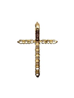 14K Yellow Gold Cubic Zirconia Cross Pendant #26058