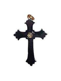 18K White and Yellow Gold Two Tone Cubic Zirconia Cross Pendant #26057