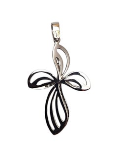 18K White Gold Cubic Zirconia Cross Pendant #26056