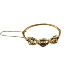 14K Yellow Gold and Citrine Bangle Bracelet Certified #26041
