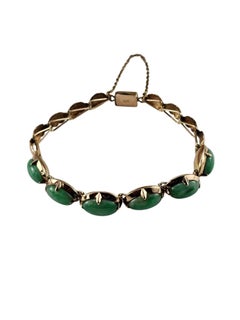 18K Yellow Gold Jadeite Bracelet Certified #26039