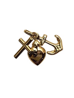 Pendentif en or jaune 18 carats en forme de cœur, de croix et d'ancre « Amour, Foi, Espérance » n° 26089
