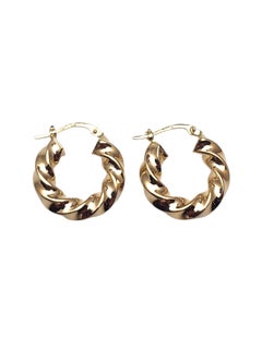 14K Yellow Gold Twisted Hoop Earrings #25699