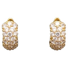 14K Yellow Gold Cubic Zirconia Hoop Earrings #25691