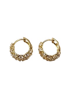 14K Yellow Gold Cubic Zirconia Hoop Earrings #25691