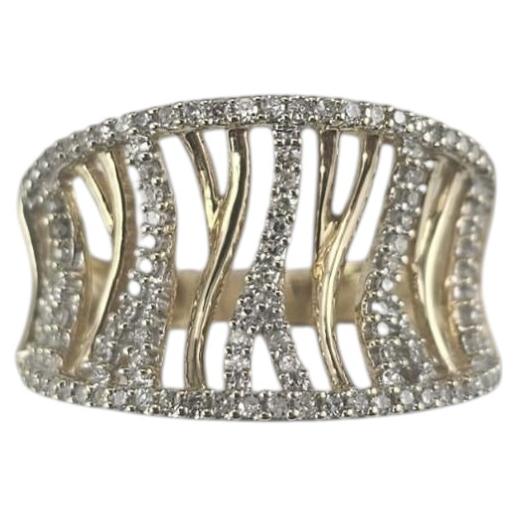 Breiter Diamantring aus 14-karätigem Gelbgold, Ringgröße 7 #26214