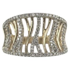 14K Yellow Gold Diamond Wide Band Ring Size 7 #26214
