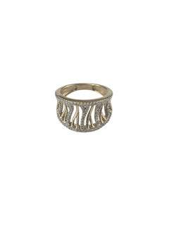 14K Yellow Gold Diamond Wide Band Ring Size 7 #26214