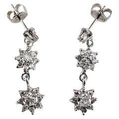 Orecchini pendenti con diamanti a grappolo in oro bianco 14K #26210
