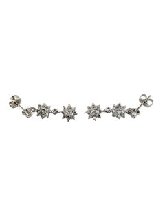 Orecchini pendenti con diamanti a grappolo in oro bianco 14K #26210