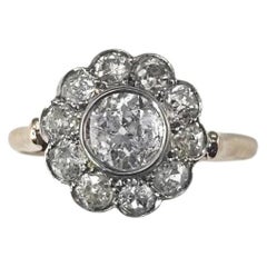 Vintage 18K Yellow Gold Diamond Cluster Ring Size 9 #26204