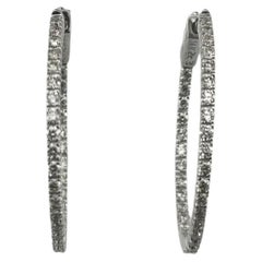 14K White Gold Inside-Out Diamond Hoop Earrings #26202
