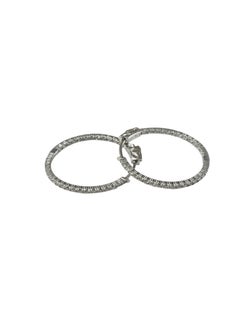 14K White Gold Inside-Out Diamond Hoop Earrings #26202