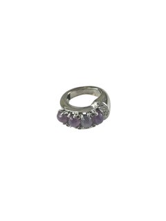 14K White Gold Star Ruby and Diamond Ring Size 3.75-4 Certified #26198