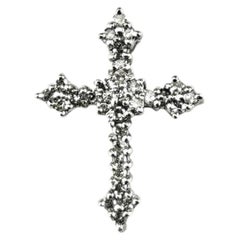 14K White Gold Diamond Cross Pendant #26197