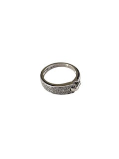 Guy Laroche 18K White Gold Diamond Buckle Ring Size 6.25 #26187